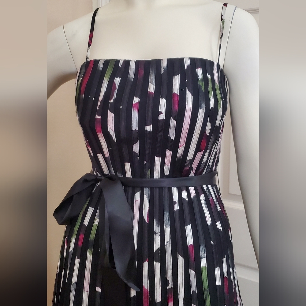 Cache Floral Striped Mesh Dress Y2K - Picture 10 of 12